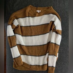 Rust/burnt orange and white striped sweater
